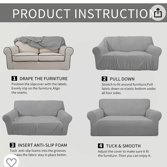 Easy-Going 1-Piece Oversized Stretch Slipcovers ,Light  Gray. - Picture 6 of 7